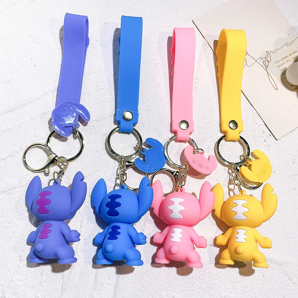 Lilo & Stitch Toys Keychian Anime Stitch Pendant Keychain Sweet Pink Angel Keychians Women Car Keyring Girl Birthday Gift