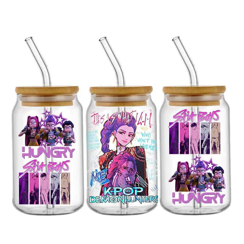 Demon Hunters Movie Kpop Lover Gift Anime Fan UV DTF Stickers Ready To Transfer Cup Wrap Custom DIY Craft For Libbey Can Glass