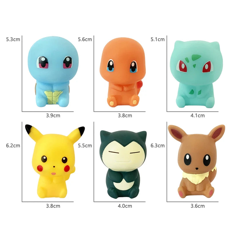 Pokemon Pikachu 6pcs Water Toys 5-6 CM Squeak & Float Bath T