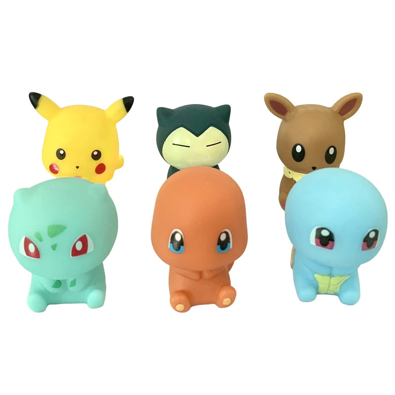 Pokemon Pikachu 6pcs Water Toys 5-6 CM Squeak & Float Bath T