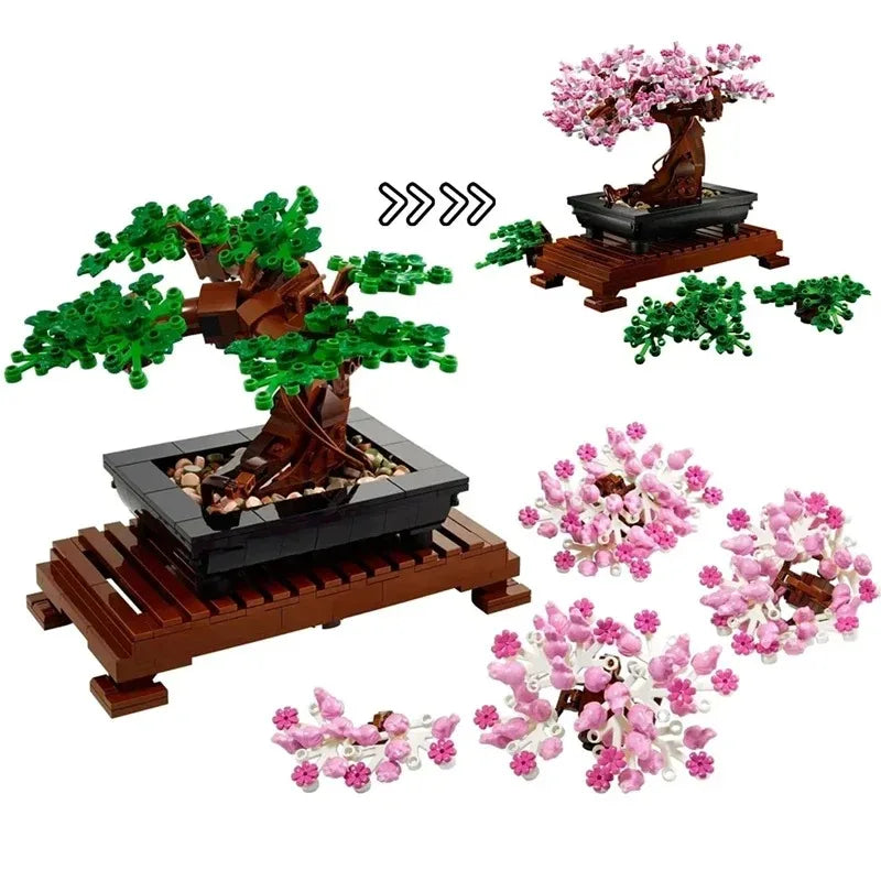 Disney Creative Fit Lego Bonsai Tree Flower Bouquet Building Blocks Model  Plant Potted Bricks Toys for Kids Gift