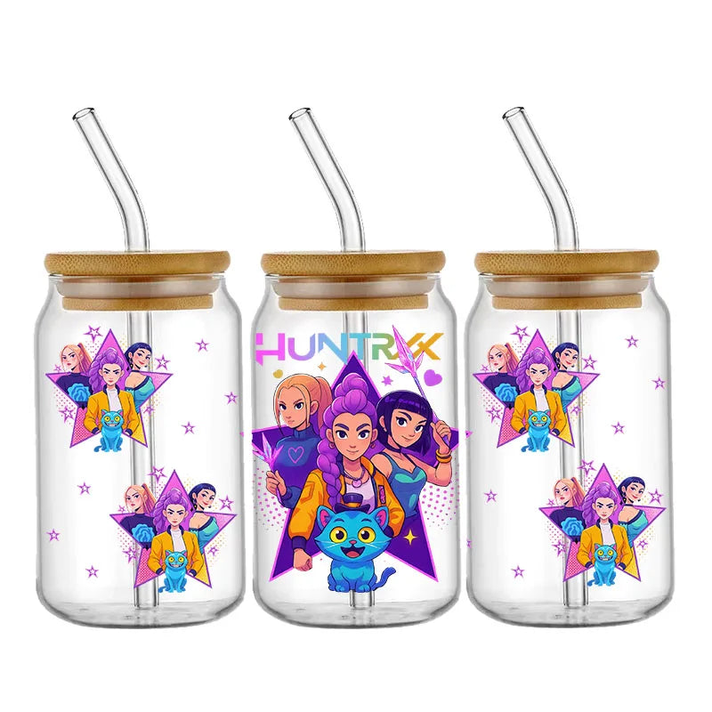 Demon Hunters Movie Kpop Lover Gift Anime Fan UV DTF Stickers Ready To Transfer Cup Wrap Custom DIY Craft For Libbey Can Glass