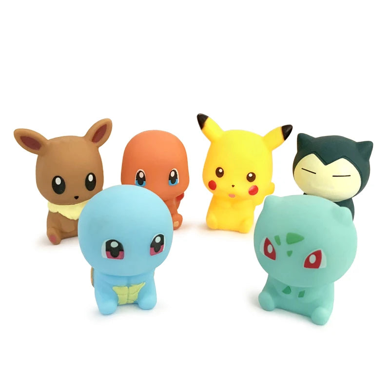 Pokemon Pikachu 6pcs Water Toys 5-6 CM Squeak & Float Bath T