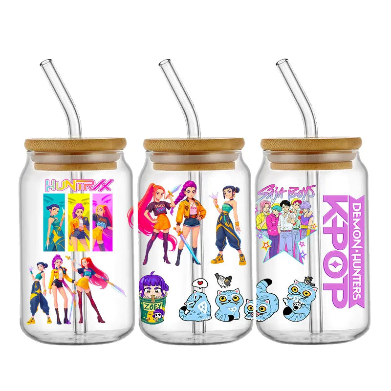 Demon Hunters Movie Kpop Lover Gift Anime Fan UV DTF Stickers Ready To Transfer Cup Wrap Custom DIY Craft For Libbey Can Glass