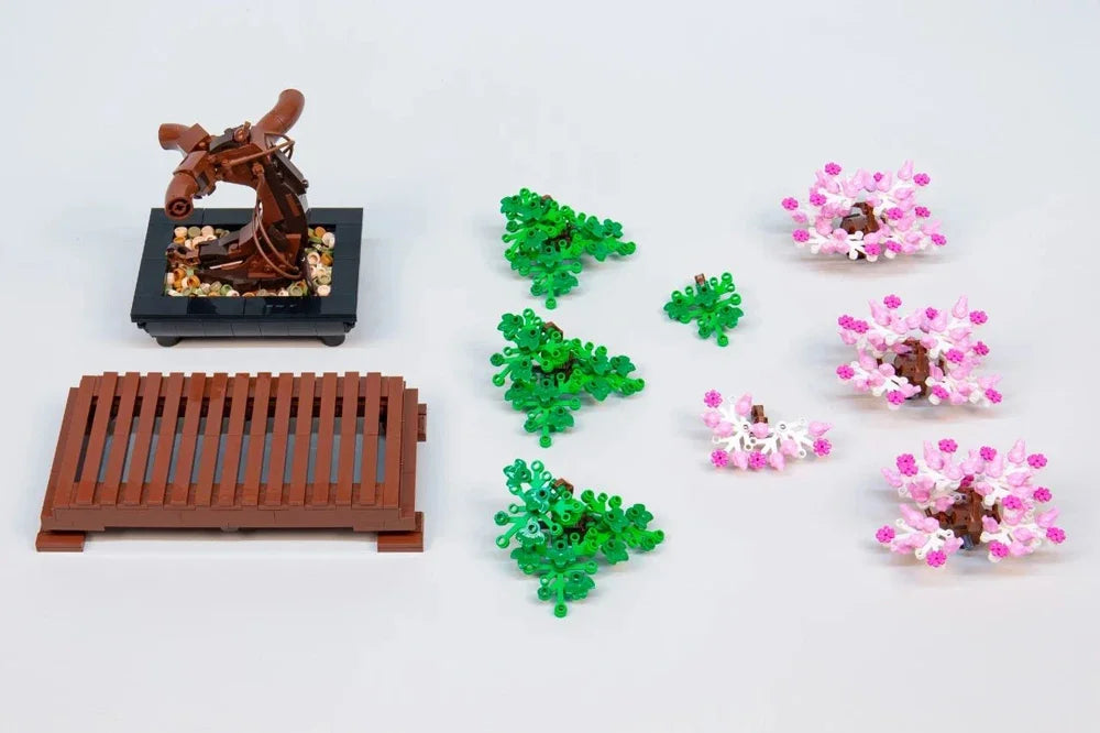 Disney Creative Fit Lego Bonsai Tree Flower Bouquet Building Blocks Model  Plant Potted Bricks Toys for Kids Gift