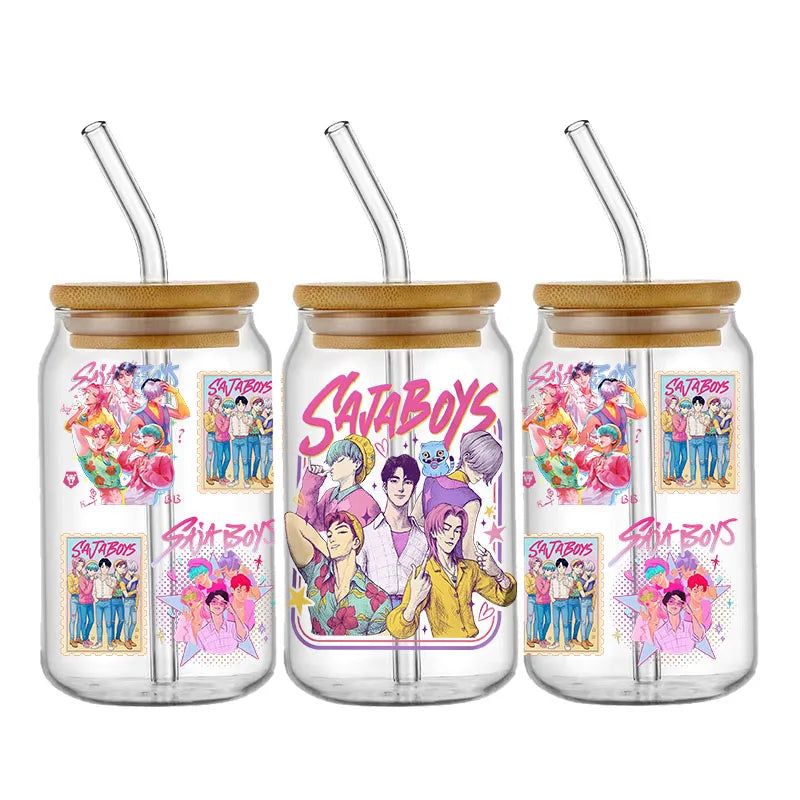 Demon Hunters Movie Kpop Lover Gift Anime Fan UV DTF Stickers Ready To Transfer Cup Wrap Custom DIY Craft For Libbey Can Glass