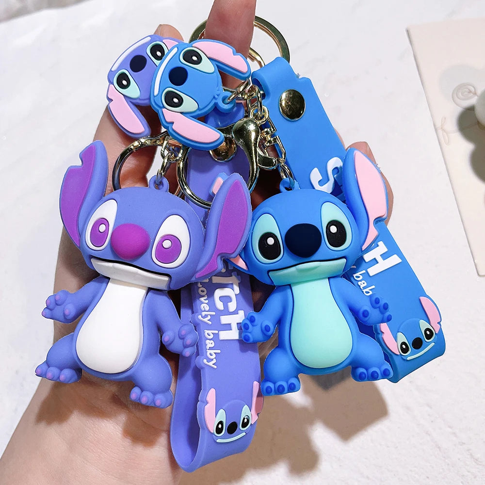 Lilo & Stitch Toys Keychian Anime Stitch Pendant Keychain Sweet Pink Angel Keychians Women Car Keyring Girl Birthday Gift