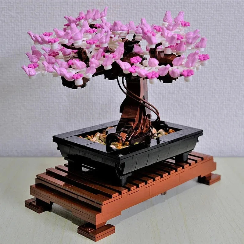 Disney Creative Fit Lego Bonsai Tree Flower Bouquet Building Blocks Model  Plant Potted Bricks Toys for Kids Gift