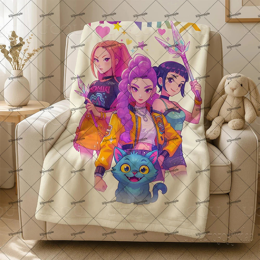 K-pop Demon Hunters Huntrix Blankets Quality Winter Warm Throw Blanket Girls Boys Gifts Sofa Bed Blankets Christmas Gifts