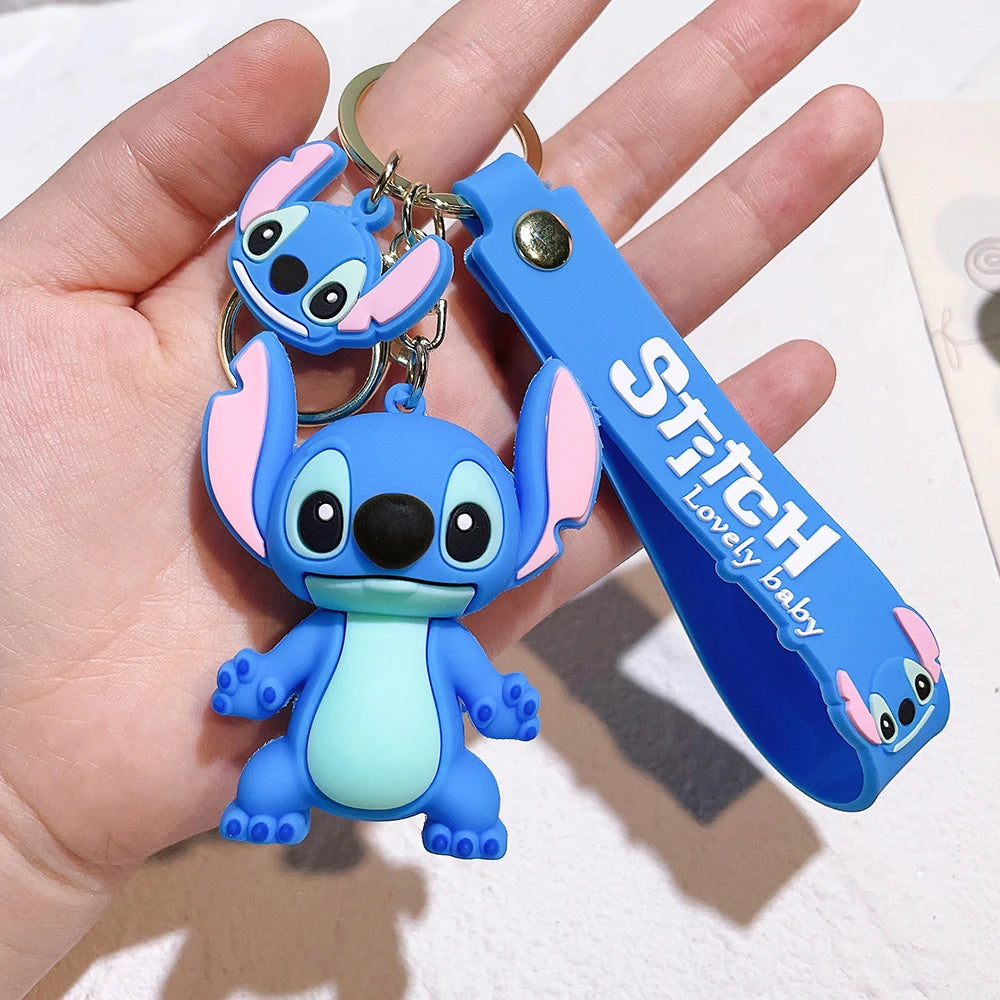 Lilo & Stitch Toys Keychian Anime Stitch Pendant Keychain Sweet Pink Angel Keychians Women Car Keyring Girl Birthday Gift