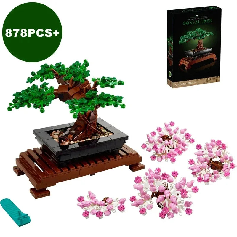 Disney Creative Fit Lego Bonsai Tree Flower Bouquet Building Blocks Model  Plant Potted Bricks Toys for Kids Gift