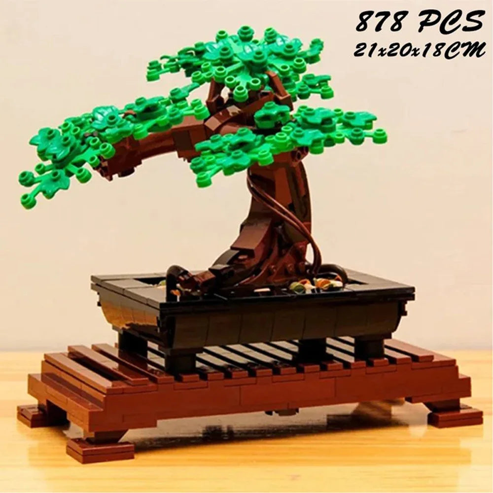 Disney Creative Fit Lego Bonsai Tree Flower Bouquet Building Blocks Model  Plant Potted Bricks Toys for Kids Gift