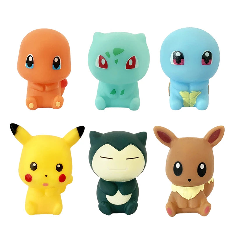 Pokemon Pikachu 6pcs Water Toys 5-6 CM Squeak & Float Bath T