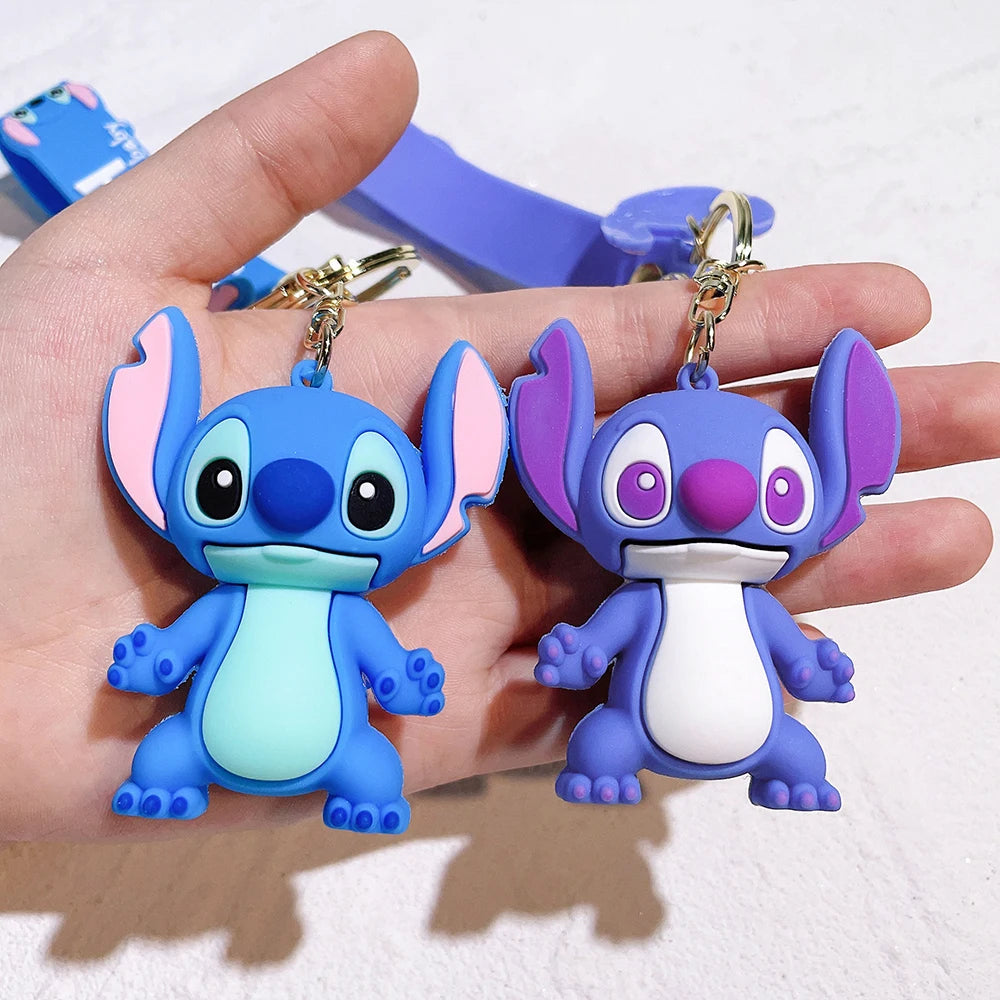 Lilo & Stitch Toys Keychian Anime Stitch Pendant Keychain Sweet Pink Angel Keychians Women Car Keyring Girl Birthday Gift
