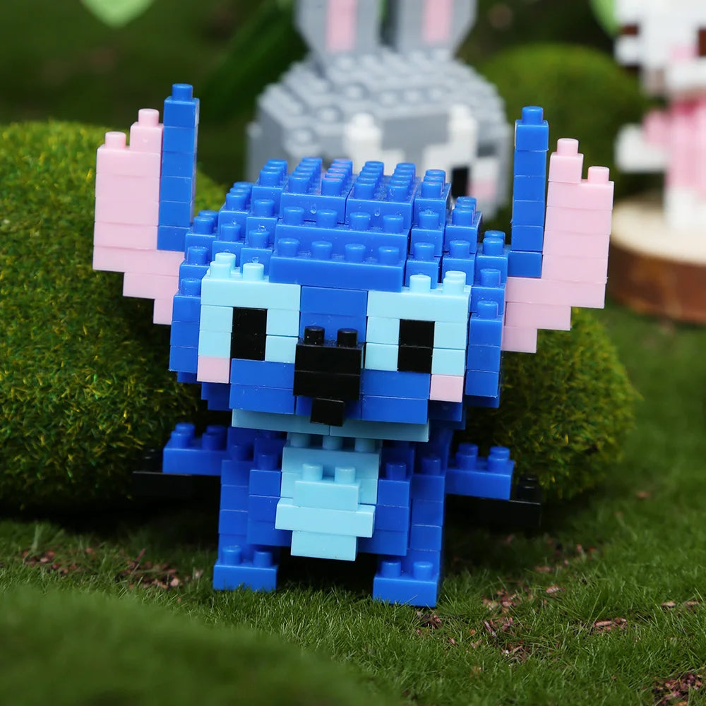 Stitch Disney Princess Elsa LinaBell Building Blocks Mickey Mouse Duck Mini Action Figures Blocks Assemble Toys Brick Kids Gifts