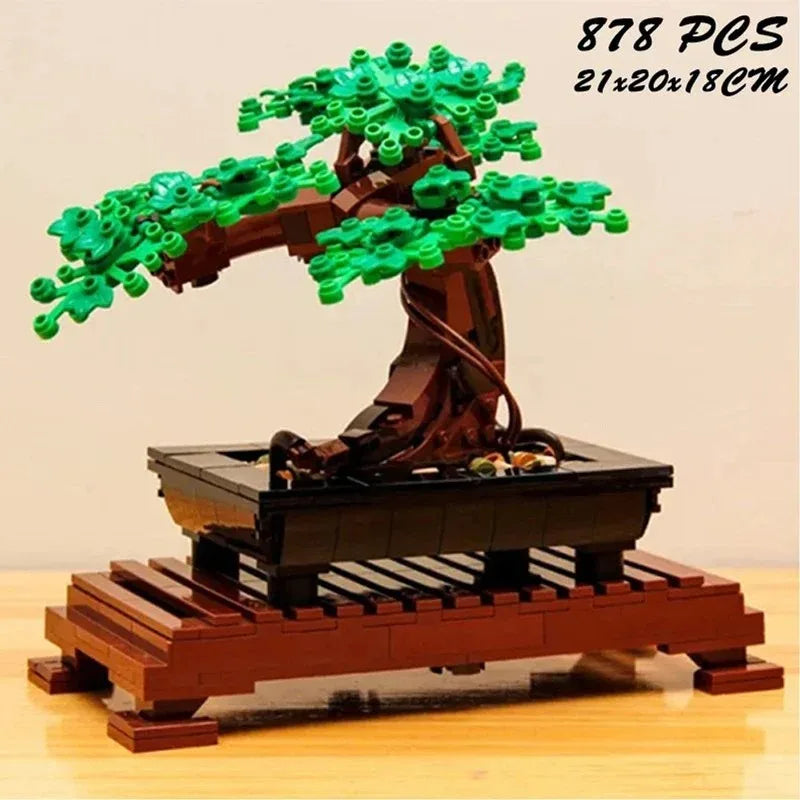 Disney Creative Fit Lego Bonsai Tree Flower Bouquet Building Blocks Model  Plant Potted Bricks Toys for Kids Gift