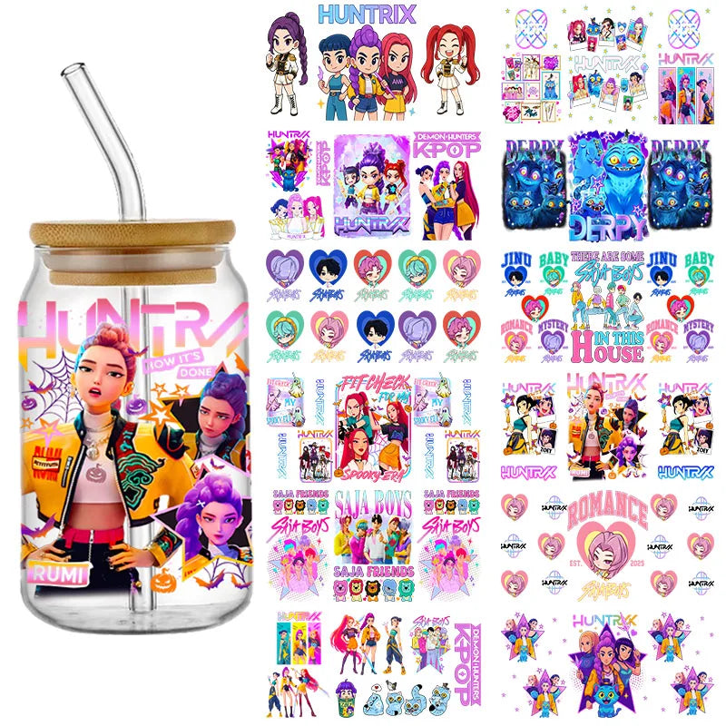 Demon Hunters Movie Kpop Lover Gift Anime Fan UV DTF Stickers Ready To Transfer Cup Wrap Custom DIY Craft For Libbey Can Glass